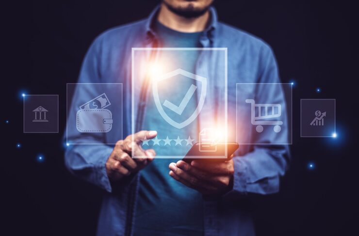 youngman hand working with smart phone show visual screen innovation insurance online car travel family life financial health insurance insurance concept 10541 5708